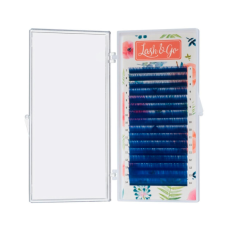 Цветные ресницы Lash&Go mix, цвет. синий, изгиб D, толщина 0.10, длина микс от 7 мм до 14 мм