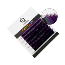 Ресницы OkoLashes Ombre mini Mix 7-12 mm Черно-пурпурные, изгиб L, толщина 0.07